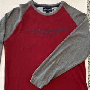 U.S. Polo Assn. Men's Long Sleeve Red and Gray Tee